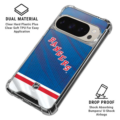 NHL New York Rangers Home Jersey Pixel 9/9 Pro Clear Case